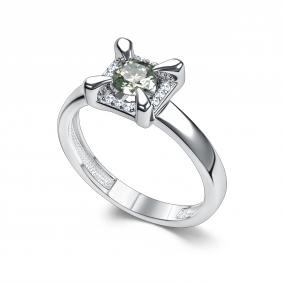 Серебряное кольцо АЛЬКОР 01-5190/002М-00 с фианитом и муассанитом 01-5190/002М-00 фото