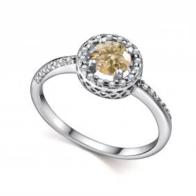 Серебряное кольцо АЛЬКОР 01-5192/001М-00 с фианитом и муассанитом 01-5192/001М-00 фото