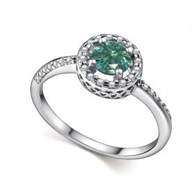 Серебряное кольцо АЛЬКОР 01-5192/002М-00 с фианитом и муассанитом 01-5192/002М-00 фото