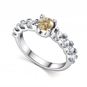 Серебряное кольцо АЛЬКОР 01-5193/001М-00 с фианитом и муассанитом 01-5193/001М-00 фото