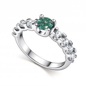 Серебряное кольцо АЛЬКОР 01-5193/002М-00 с фианитом и муассанитом 01-5193/002М-00 фото