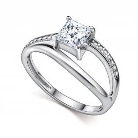 Серебряное кольцо АЛЬКОР 01-5198/00КЦ-00 с фианитом 01-5198/00КЦ-00 фото