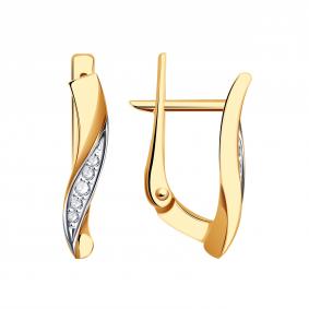 Золотые серьги Золотые узоры 01-52-0242-00 с бриллиантом 01-52-0242-00 фото