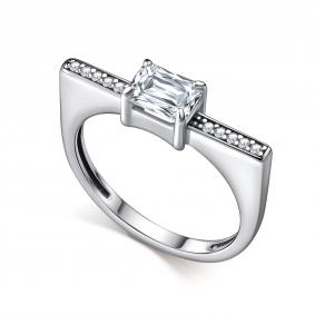 Серебряное кольцо АЛЬКОР 01-5200/00КЦ-00 с фианитом 01-5200/00КЦ-00 фото