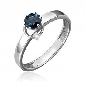 Кольцо из белого золота Platina 01-5211-00-105-1120-30 с бриллиантом и сапфиром 01-5211-00-105-1120-30 фото