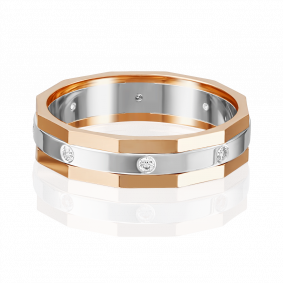 Обручальное кольцо из комбинированного золота Platina с бриллиантом 01-5218-00-101-1111-30 01-5218-00-101-1111-30 фото