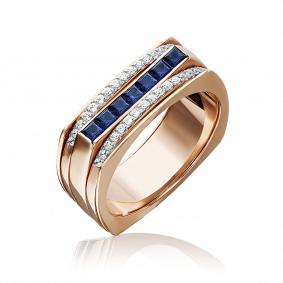 Золотое кольцо Platina 01-5237-00-105-1110-30 с бриллиантом и сапфиром 01-5237-00-105-1110-30 фото