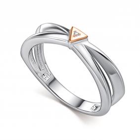 Серебряное кольцо АЛЬКОР с золотой накладкой и бриллиантом 01-5244/000Б-00 01-5244/000Б-00 фото