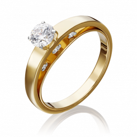 Кольцо из лимонного золота Platina 01-5258-00-501-1130-38 с фианитом 01-5258-00-501-1130-38 фото