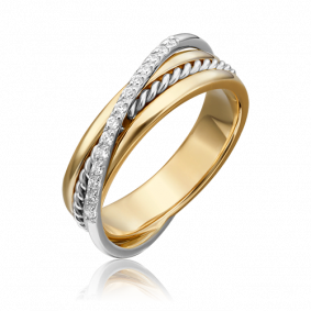 Кольцо из комбинированного золота Platina 01-5270-00-401-1121-48 с фианитом 01-5270-00-401-1121-48 фото