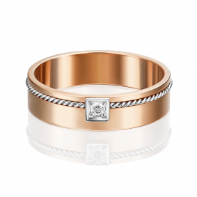 Обручальное кольцо из комбинированного золота Platina с бриллиантом 01-5283-00-101-1111-30 01-5283-00-101-1111-30 фото