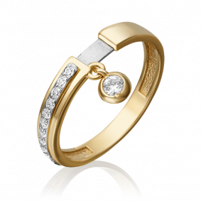 Кольцо из комбинированного золота Platina 01-5285-00-401-1121-48 с фианитом 01-5285-00-401-1121-48 фото