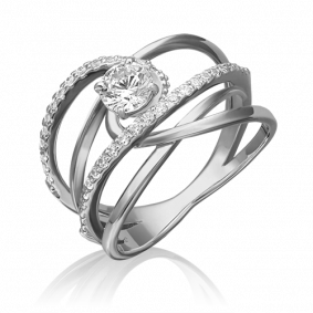 Кольцо из белого золота Platina 01-5286-00-501-1120-38 с фианитом 01-5286-00-501-1120-38 фото