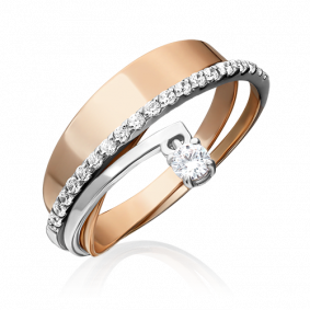 Кольцо из комбинированного золота Platina 01-5302-00-401-1111-03 с фианитом 01-5302-00-401-1111-03 фото