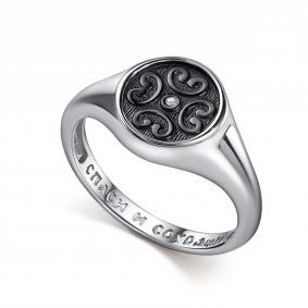 Кольцо из черненого серебра АЛЬКОР 01-5314/000Б-17 с бриллиантом 01-5314/000Б-17 фото