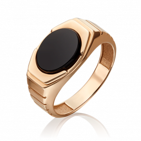 Золотое кольцо Platina 01-5325-00-281-1110-46 с ониксом 01-5325-00-281-1110-46 фото