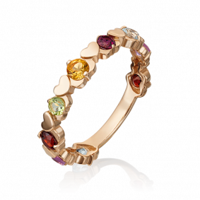 Золотое кольцо Platina 01-5329-00-252-1110-57 с топазом, аметистом, хризолитом, цитрином и гранатом 01-5329-00-252-1110-57 фото