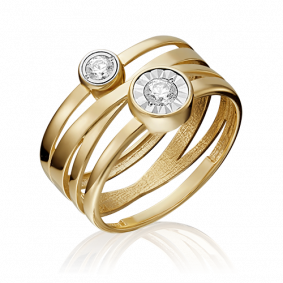 Кольцо из комбинированного золота Platina 01-5338-00-501-1121-38 с фианитом 01-5338-00-501-1121-38 фото