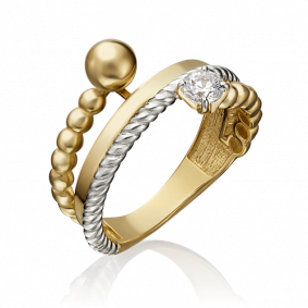 Кольцо из лимонного золота Platina 01-5345-00-501-1130-38 с фианитом 01-5345-00-501-1130-38 фото