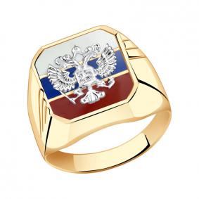 Золотое кольцо Золотые узоры 01-5350 с эмалью 01-5350 фото