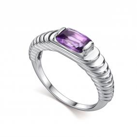 Серебряное кольцо АЛЬКОР 01-5353/00АМ-00 с аметистом 01-5353/00АМ-00 фото