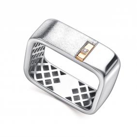 Серебряное кольцо АЛЬКОР с золотой накладкой и бриллиантом 01-5361/000Б-00 01-5361/000Б-00 фото