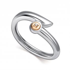 Серебряное кольцо АЛЬКОР с золотой накладкой и бриллиантом 01-5362/000Б-00 01-5362/000Б-00 фото