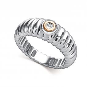 Серебряное кольцо АЛЬКОР с золотой накладкой и бриллиантом 01-5364/000Б-00 01-5364/000Б-00 фото