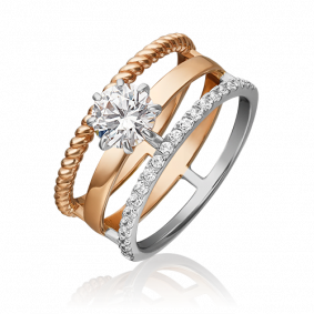 Кольцо из комбинированного золота Platina 01-5380-00-501-1111-38 с фианитом 01-5380-00-501-1111-38 фото