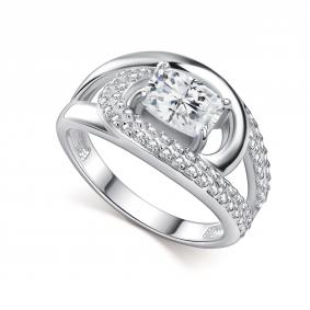 Серебряное кольцо АЛЬКОР 01-5386/00ГХ-00 с фианитом и горным хрусталём 01-5386/00ГХ-00 фото