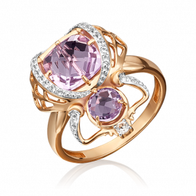 Золотое кольцо Platina 01-5409-00-225-1110-57 с топазом и аметистом 01-5409-00-225-1110-57 фото