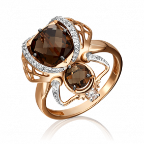 Золотое кольцо Platina 01-5409-00-715-1110-57 с топазом и кварцем 01-5409-00-715-1110-57 фото