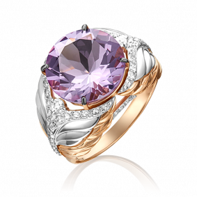 Кольцо из комбинированного золота Platina 01-5415-00-225-1111-46 с топазом и аметистом 01-5415-00-225-1111-46 фото