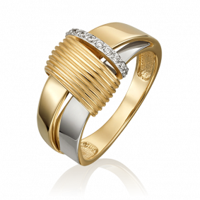 Кольцо из комбинированного золота Platina 01-5426-00-401-1121-23 с фианитом 01-5426-00-401-1121-23 фото