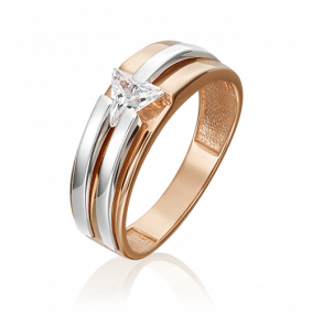 Кольцо из комбинированного золота Platina 01-5437-00-401-1111-03 с фианитом 01-5437-00-401-1111-03 фото