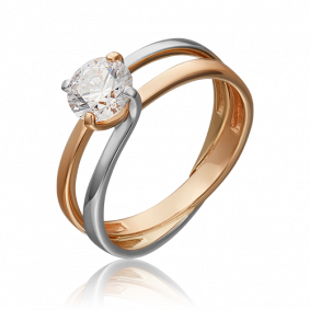 Кольцо из комбинированного золота Platina 01-5438-00-501-1111-38 с фианитом 01-5438-00-501-1111-38 фото