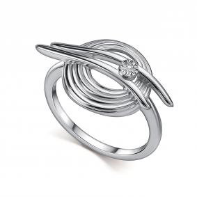 Серебряное кольцо АЛЬКОР 01-5441/000Б-00 с бриллиантом 01-5441/000Б-00 фото