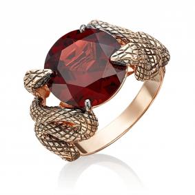 Золотое кольцо Символ года Змея Platina с гранатом 01-5445-00-204-1110-46 01-5445-00-204-1110-46 фото