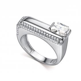 Серебряное кольцо АЛЬКОР 01-5459/00ГХ-00 с фианитом и горным хрусталём 01-5459/00ГХ-00 фото