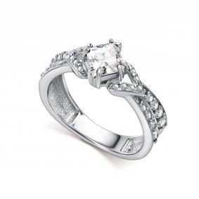 Серебряное кольцо АЛЬКОР 01-5460/00ГХ-00 с фианитом и горным хрусталём 01-5460/00ГХ-00 фото