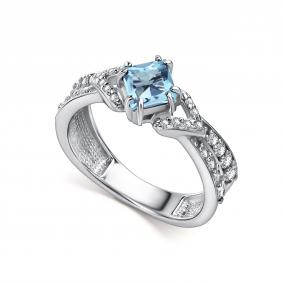 Серебряное кольцо АЛЬКОР 01-5460/00ТБ-00 с топазом и фианитом 01-5460/00ТБ-00 фото