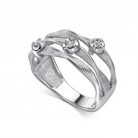 Серебряное кольцо АЛЬКОР 01-5461/000Б-00 с бриллиантом 01-5461/000Б-00 фото