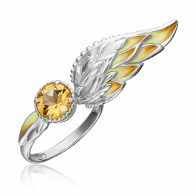 Серебряное кольцо Platina 01-5468-00-206-0200-68 с цитрином и эмалью 01-5468-00-206-0200-68 фото