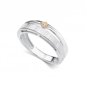 Серебряное кольцо АЛЬКОР с золотой накладкой и бриллиантом 01-5471/000Б-00 01-5471/000Б-00 фото