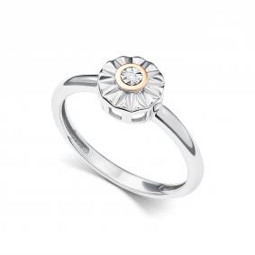 Серебряное кольцо АЛЬКОР с золотой накладкой и бриллиантом 01-5474/000Б-00 01-5474/000Б-00 фото
