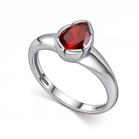 Серебряное кольцо АЛЬКОР 01-5513/00ГР-00 с гранатом 01-5513/00ГР-00 фото