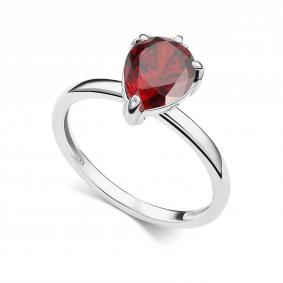 Серебряное кольцо АЛЬКОР 01-5514/00ГР-00 с гранатом 01-5514/00ГР-00 фото