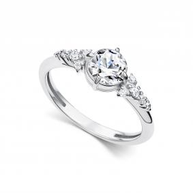 Серебряное кольцо АЛЬКОР 01-5515/00ГХ-00 с фианитом и горным хрусталём 01-5515/00ГХ-00 фото