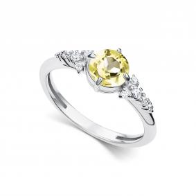 Серебряное кольцо АЛЬКОР 01-5515/00КЛ-00 с фианитом и кварцем 01-5515/00КЛ-00 фото