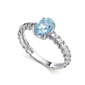 Серебряное кольцо АЛЬКОР 01-5516/00ТБ-00 с топазом 01-5516/00ТБ-00 фото